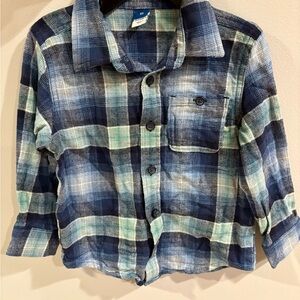 Plaid Kids Shirt in navy blue and turquoise